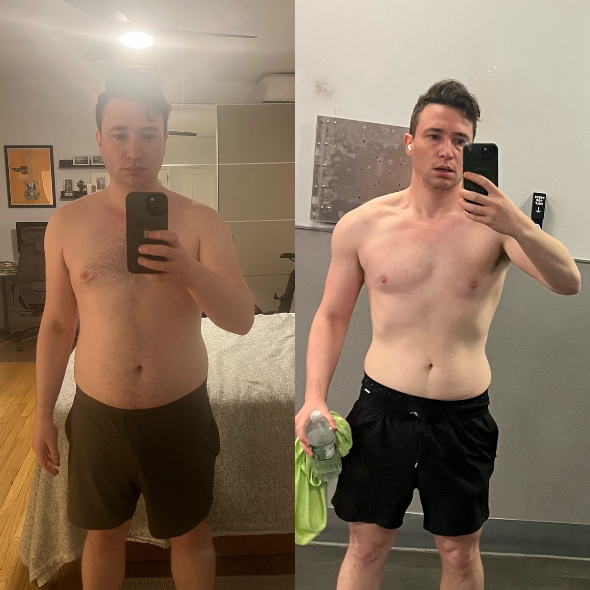 Zach's transformation: before and after a year of 3x-per-week training at BUF